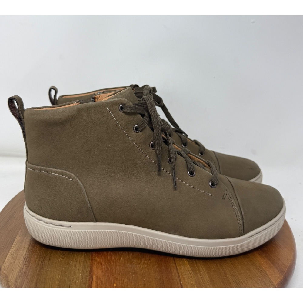 Clarks Womens Nalle Olive Green Side Zip Lace Up High Top Sneakers 9 W